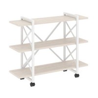 Loft VR.L-MST.K-3.8V (Денвер светлый/Белый) Стеллаж на колесных опорах - 3 полки