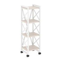 Loft VR.L-MST.K-4.4 (Денвер светлый/Белый) Стеллаж на колесных опорах - 4 полки