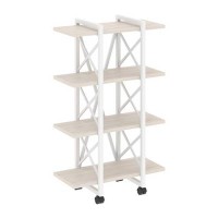 Loft VR.L-MST.K-4.4V (Денвер светлый/Белый) Стеллаж на колесных опорах - 4 полки