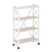 Loft VR.L-MST.K-4.8 (Денвер светлый/Белый) Стеллаж на колесных опорах - 4 полки