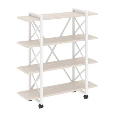 Loft VR.L-MST.K-4.8V (Денвер светлый/Белый) Стеллаж на колесных опорах - 4 полки