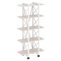 Loft VR.L-MST.K-5.4V (Денвер светлый/Белый) Стеллаж на колесных опорах - 5полок