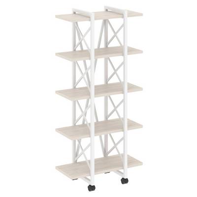 Loft VR.L-MST.K-5.4V (Денвер светлый/Белый) Стеллаж на колесных опорах - 5полок