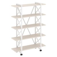 Loft VR.L-MST.K-5.8V (Денвер светлый/Белый) Стеллаж на колесных опорах - 5 полок