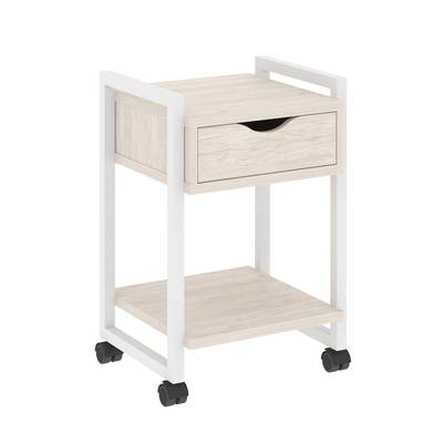 Loft VR.L-T1.K (Денвер светлый/Белый) Тумба на колесных опорах с ящиком и полкой