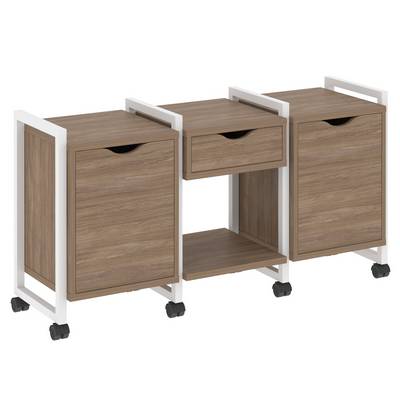 Loft VR.L-TN-7.K (Дуб аризона/Белый) Тумба на колесных опорах наборная