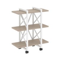 Loft VR.L-MST.K-3.4V (Дуб аттик/Белый) Стеллаж на колесных опорах - 3 полки