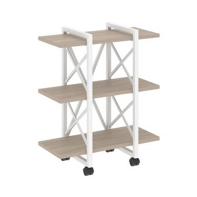 Loft VR.L-MST.K-3.4V (Дуб аттик/Белый) Стеллаж на колесных опорах - 3 полки