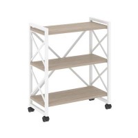 Loft VR.L-MST.K-3.8 (Дуб аттик/Белый) Стеллаж на колесных опорах - 3 полки
