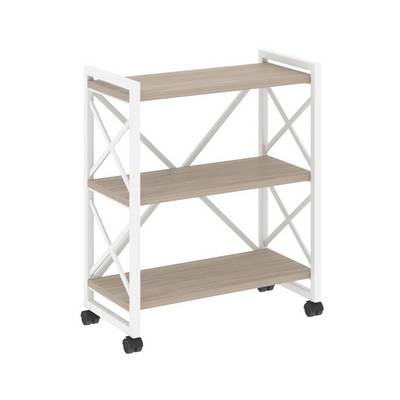 Loft VR.L-MST.K-3.8 (Дуб аттик/Белый) Стеллаж на колесных опорах - 3 полки