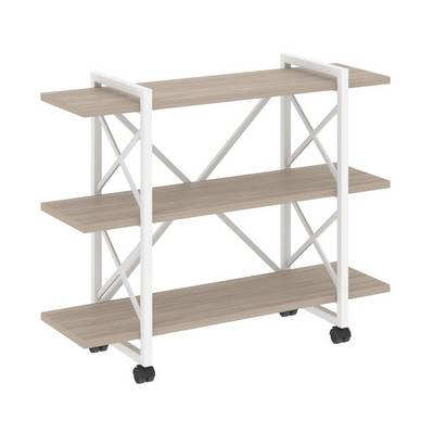 Loft VR.L-MST.K-3.8V (Дуб аттик/Белый) Стеллаж на колесных опорах - 3 полки
