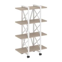 Loft VR.L-MST.K-4.4V (Дуб аттик/Белый) Стеллаж на колесных опорах - 4 полки