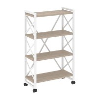 Loft VR.L-MST.K-4.8 (Дуб аттик/Белый) Стеллаж на колесных опорах - 4 полки