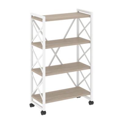 Loft VR.L-MST.K-4.8 (Дуб аттик/Белый) Стеллаж на колесных опорах - 4 полки