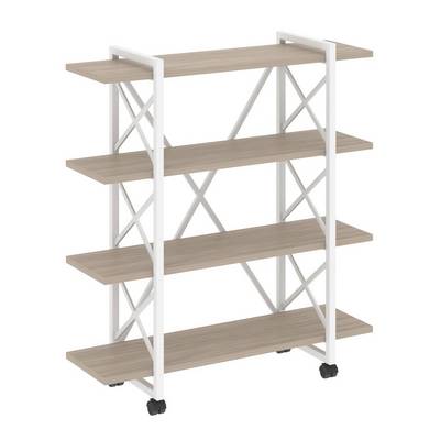 Loft VR.L-MST.K-4.8V (Дуб аттик/Белый) Стеллаж на колесных опорах - 4 полки