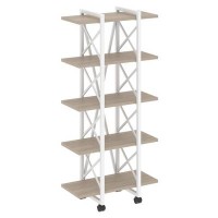 Loft VR.L-MST.K-5.4V (Дуб аттик/Белый) Стеллаж на колесных опорах - 5полок
