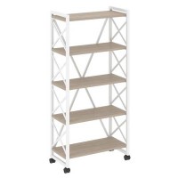 Loft VR.L-MST.K-5.8 (Дуб аттик/Белый) Стеллаж на колесных опорах - 5полок