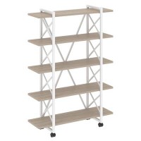 Loft VR.L-MST.K-5.8V (Дуб аттик/Белый) Стеллаж на колесных опорах - 5 полок