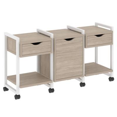 Loft VR.L-TN-6.K (Дуб аттик/Белый) Тумба на колесных опорах наборная