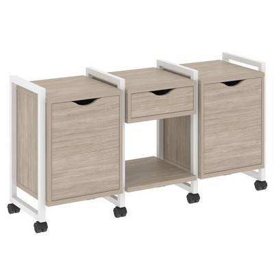 Loft VR.L-TN-7.K (Дуб аттик/Белый) Тумба на колесных опорах наборная