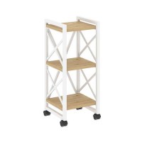 Loft VR.L-MST.K-3.4 (Тиквуд светлый/Белый) Стеллаж на колесных опорах - 3 полки
