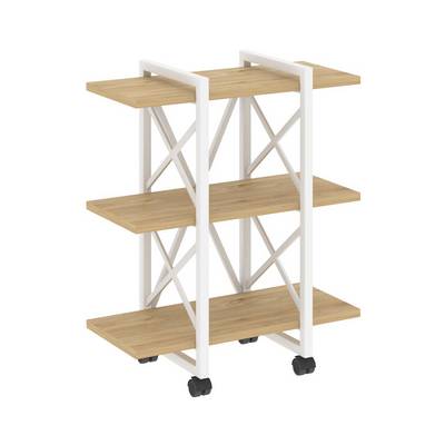 Loft VR.L-MST.K-3.4V (Тиквуд светлый/Белый) Стеллаж на колесных опорах - 3 полки