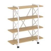 Loft VR.L-MST.K-4.8V (Тиквуд светлый/Белый) Стеллаж на колесных опорах - 4 полки