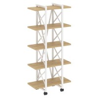 Loft VR.L-MST.K-5.4V (Тиквуд светлый/Белый) Стеллаж на колесных опорах - 5полок