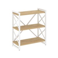 Loft VR.L-MST.O-3.8 (Тиквуд светлый/Белый) Стеллаж на регулируемых опорах - 3 полки
