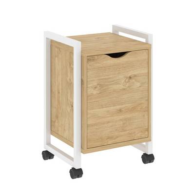Loft VR.L-T2.K (Тиквуд светлый/Белый) Тумба на колесных опорах с распашным фасадом