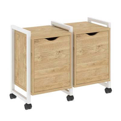 Loft VR.L-TN-2.K (Тиквуд светлый/Белый) Тумба на колесных опорах наборная