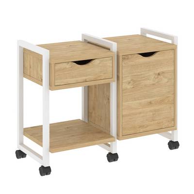 Loft VR.L-TN-3.K (Тиквуд светлый/Белый) Тумба на колесных опорах наборная