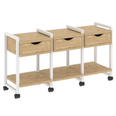 Loft VR.L-TN-4.K (Тиквуд светлый/Белый) Тумба на колесных опорах наборная