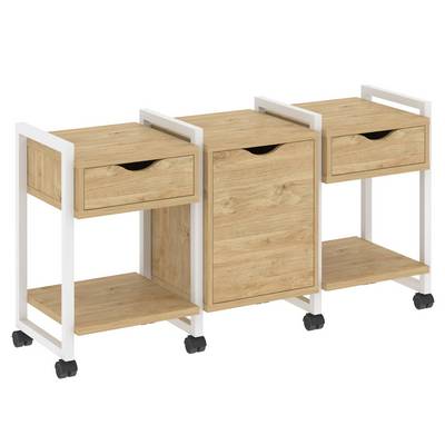 Loft VR.L-TN-6.K (Тиквуд светлый/Белый) Тумба на колесных опорах наборная