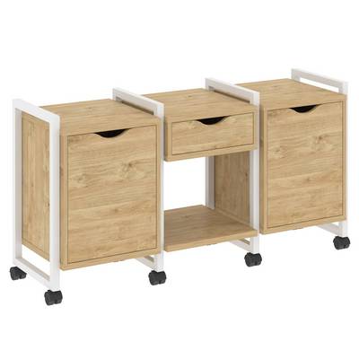 Loft VR.L-TN-7.K (Тиквуд светлый/Белый) Тумба на колесных опорах наборная