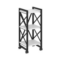 Loft VR.L-MST.K-3.4 (Белый бриллиант/Черный) Стеллаж на колесных опорах - 3 полки