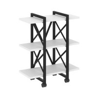 Loft VR.L-MST.K-3.4V (Белый бриллиант/Черный) Стеллаж на колесных опорах - 3 полки