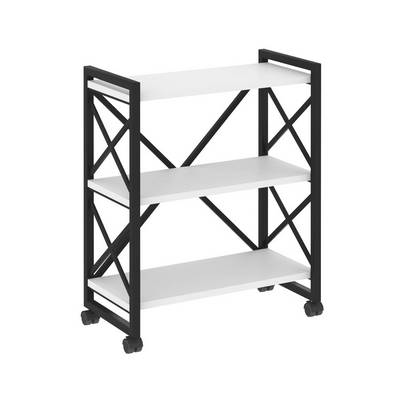 Loft VR.L-MST.K-3.8 (Белый бриллиант/Черный) Стеллаж на колесных опорах - 3 полки
