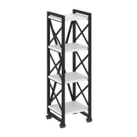 Loft VR.L-MST.K-4.4 (Белый бриллиант/Черный) Стеллаж на колесных опорах - 4 полки