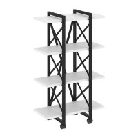 Loft VR.L-MST.K-4.4V (Белый бриллиант/Черный) Стеллаж на колесных опорах - 4 полки