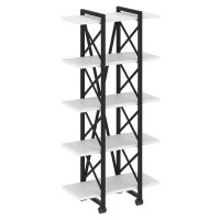 Loft VR.L-MST.K-5.4V (Белый бриллиант/Черный) Стеллаж на колесных опорах - 5полок