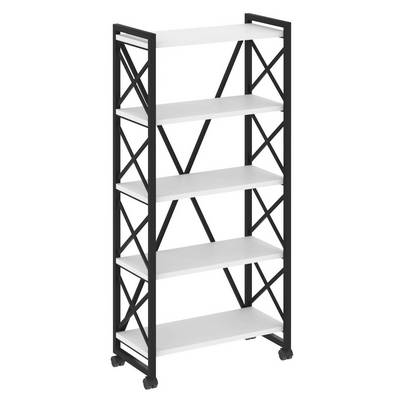 Loft VR.L-MST.K-5.8 (Белый бриллиант/Черный) Стеллаж на колесных опорах - 5полок