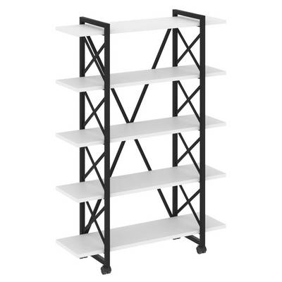 Loft VR.L-MST.K-5.8V (Белый бриллиант/Черный) Стеллаж на колесных опорах - 5 полок