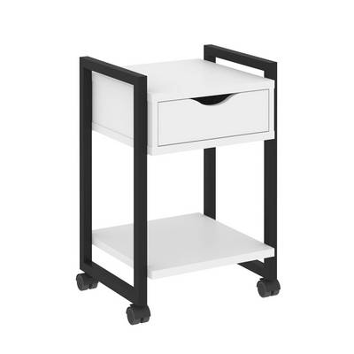 Loft VR.L-T1.K (Белый бриллиант/Черный) Тумба на колесных опорах с ящиком и полкой