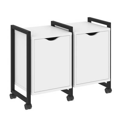 Loft VR.L-TN-2.K (Белый бриллиант/Черный) Тумба на колесных опорах наборная