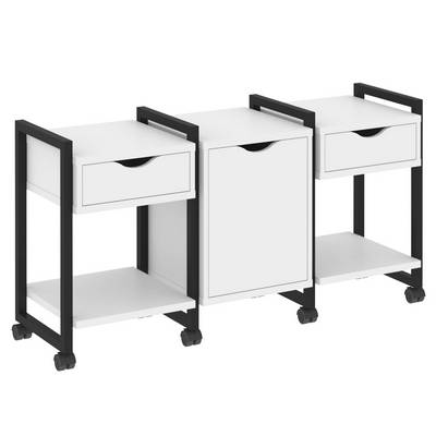 Loft VR.L-TN-6.K (Белый бриллиант/Черный) Тумба на колесных опорах наборная