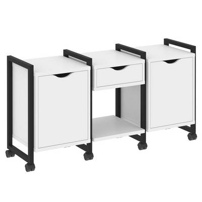 Loft VR.L-TN-7.K (Белый бриллиант/Черный) Тумба на колесных опорах наборная