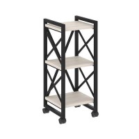 Loft VR.L-MST.K-3.4 (Денвер светлый/Черный) Стеллаж на колесных опорах - 3 полки