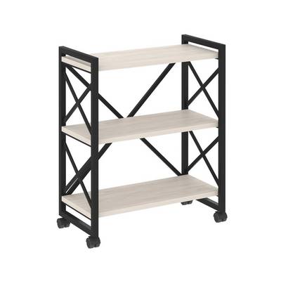 Loft VR.L-MST.K-3.8 (Денвер светлый/Черный) Стеллаж на колесных опорах - 3 полки