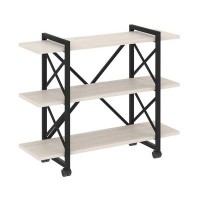 Loft VR.L-MST.K-3.8V (Денвер светлый/Черный) Стеллаж на колесных опорах - 3 полки